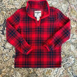 OshKosh B'gosh Red and Blue Plaid Kids Fleece Quarter Zip